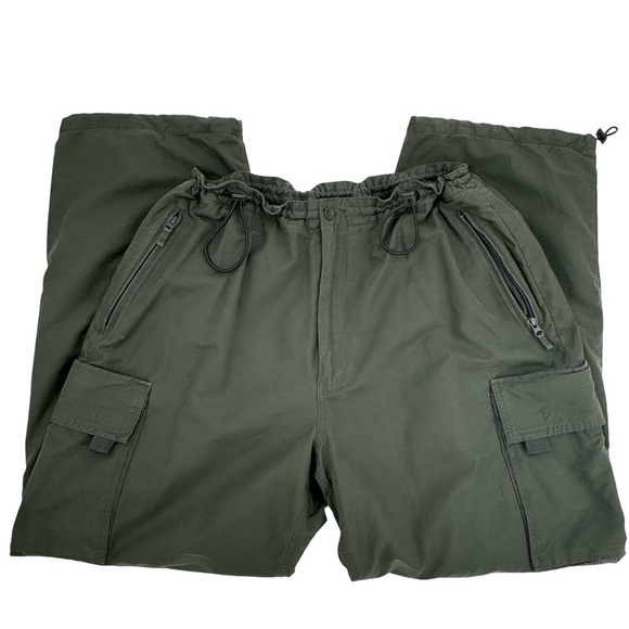 GAP Men's Cargo Pants Jersey Lined Bungee Waist Baggy Wide Leg Olive Green | XL - Picture 1 of 11
